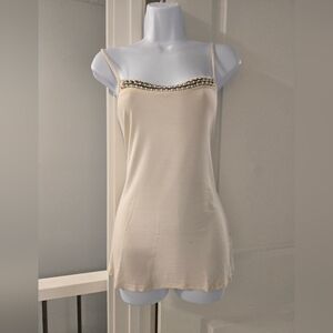 RW&CO. Cream Camisole Top with Pearl And Crystal Embellishments. Size XS.